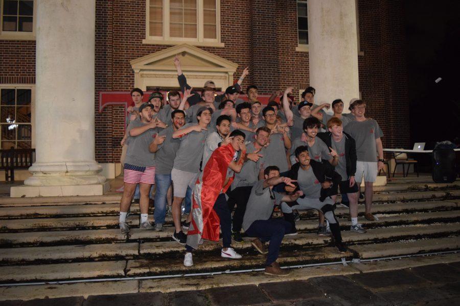 TKE members pose for a picture with their new members