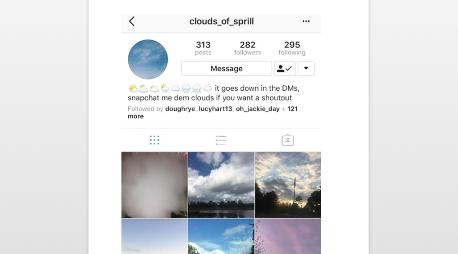 Clouds of Sprill Account Created by Student, Katy Rasp