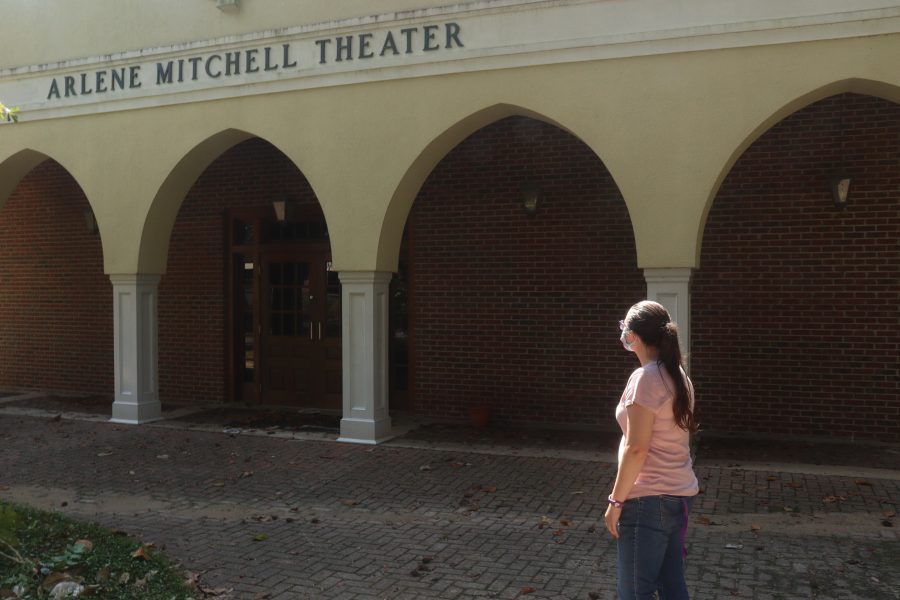 Ally Whittemore outside the Arlene Mitchell Theater.