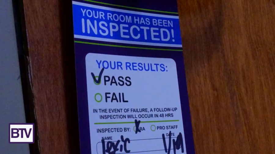 One of the pass or fail slips to let students know how their room inspection went.