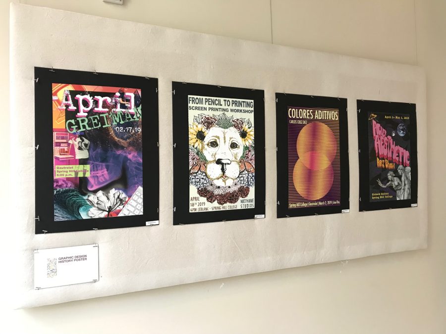 Students from ART 320 put on a graphic poster display in the Bedsole Gallery 