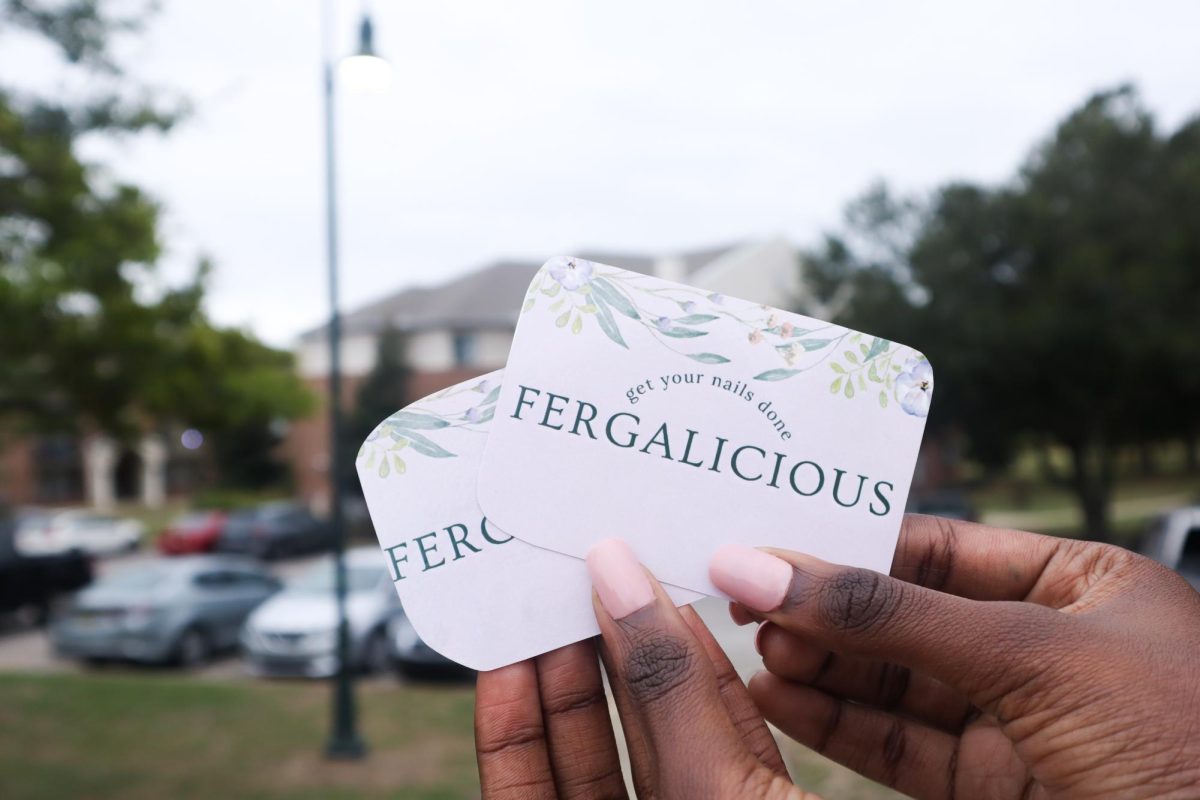 Fergalicious business cards showcased by a customer. 