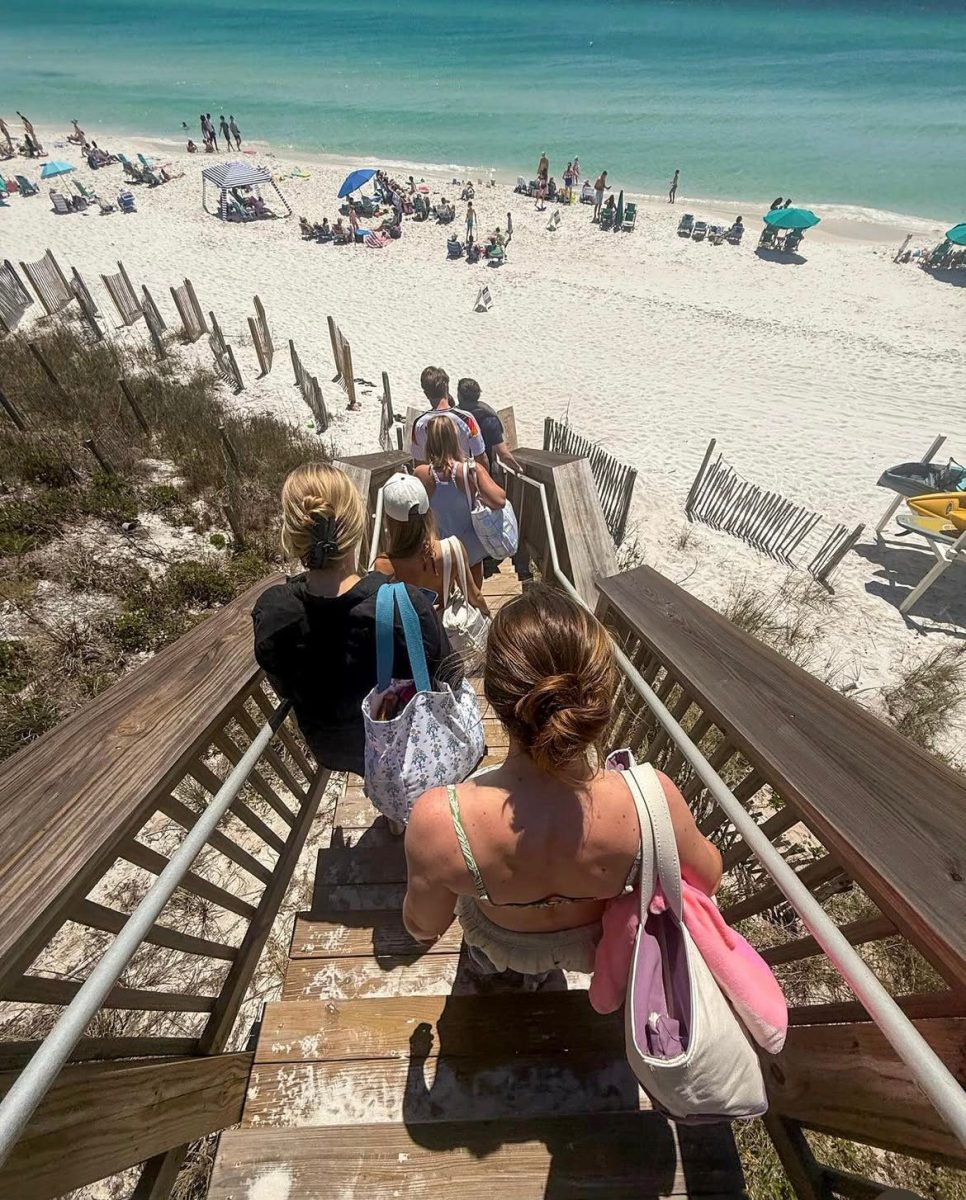 Students arriving at the beach for spring break